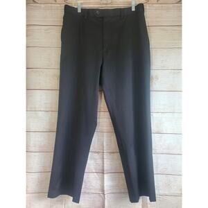 Perry Ellis Portfolio BLACK Slacks Flat Front Pants 34X30 Cotton Blend EUC